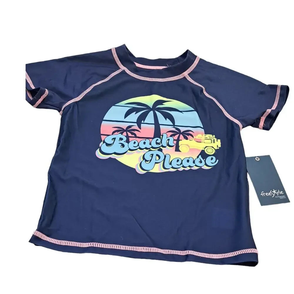Freestyle Swim  'Beach Please' Rashguard & Swim Board Shorts  Size 5 NWT